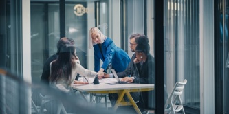 A group of people in an office