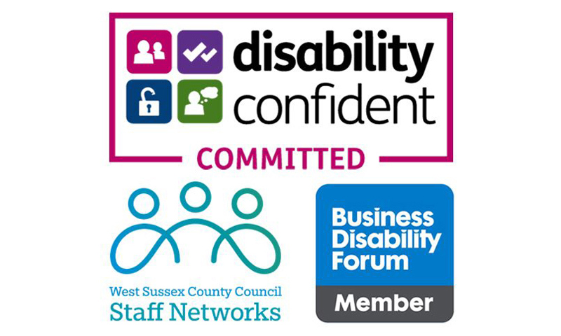 Disability confident, Staff networks and Business Disability Forum logos
