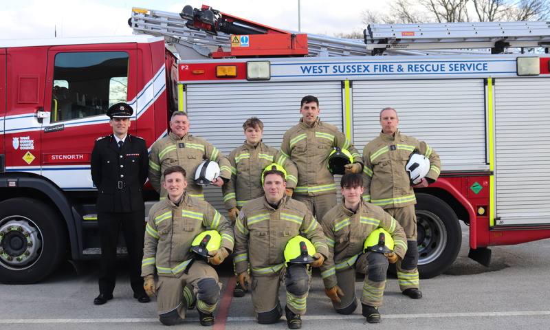 New on-call firefighters with their trainers and the Deputy Chief Fire Officer Matt Cook