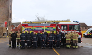 IGNITE students standing in front of a fire engine
