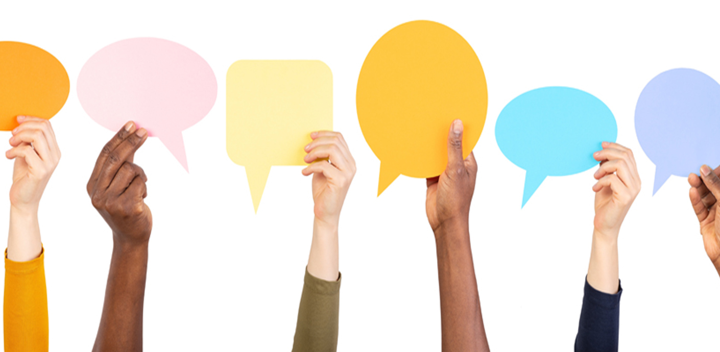 nojs Hands holding speech bubbles