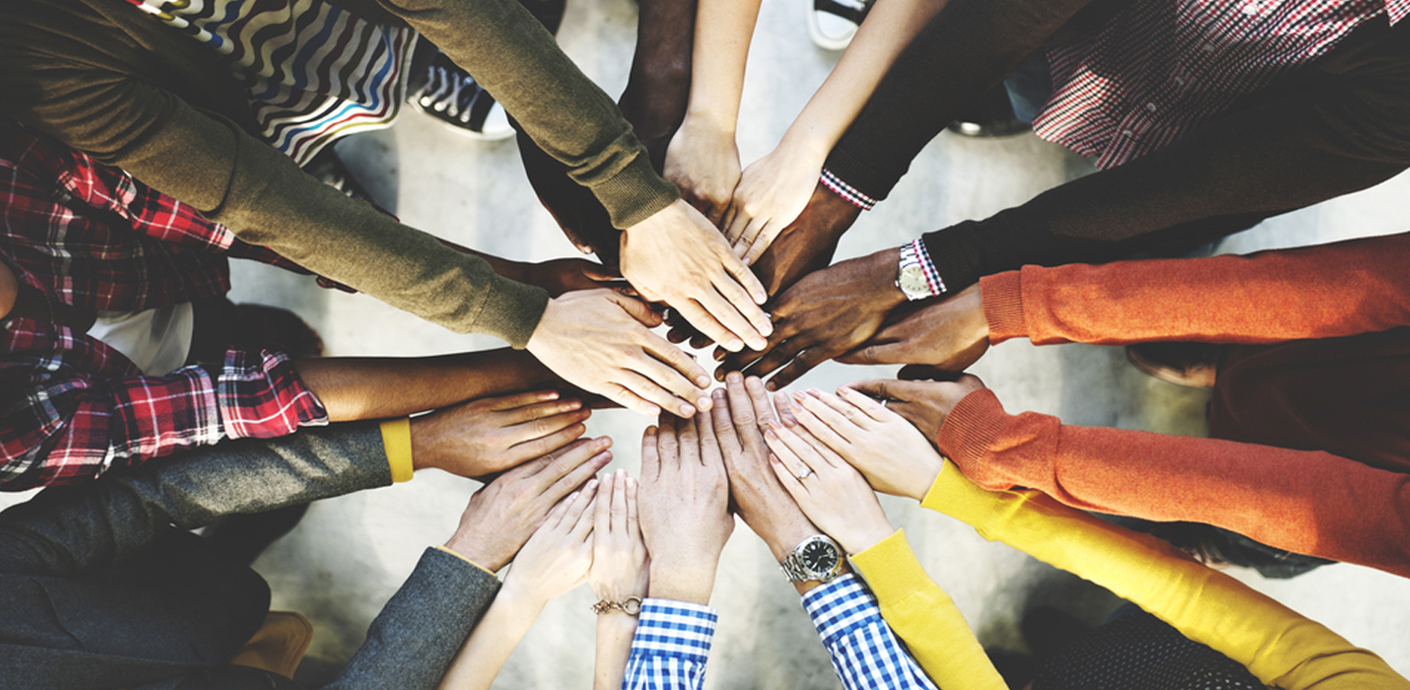 nojs Aerial shot of a group of hands