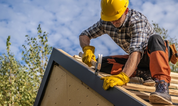 A person working on a roof